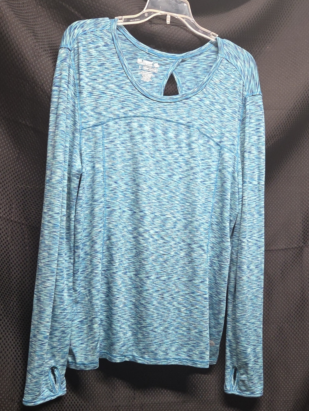 Reel Legends Keep It Cool Marled Sky Blue Long Sleeve Performance Top